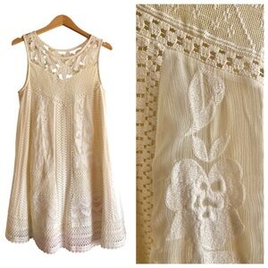 Vanessa Virginia ivory cream dress floral lace tatted boho